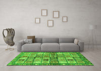 Machine Washable Abstract Green Modern Rug, wshabs689grn