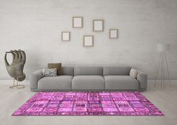Machine Washable Abstract Purple Modern Area Rugs in a Living Room, wshabs689pur