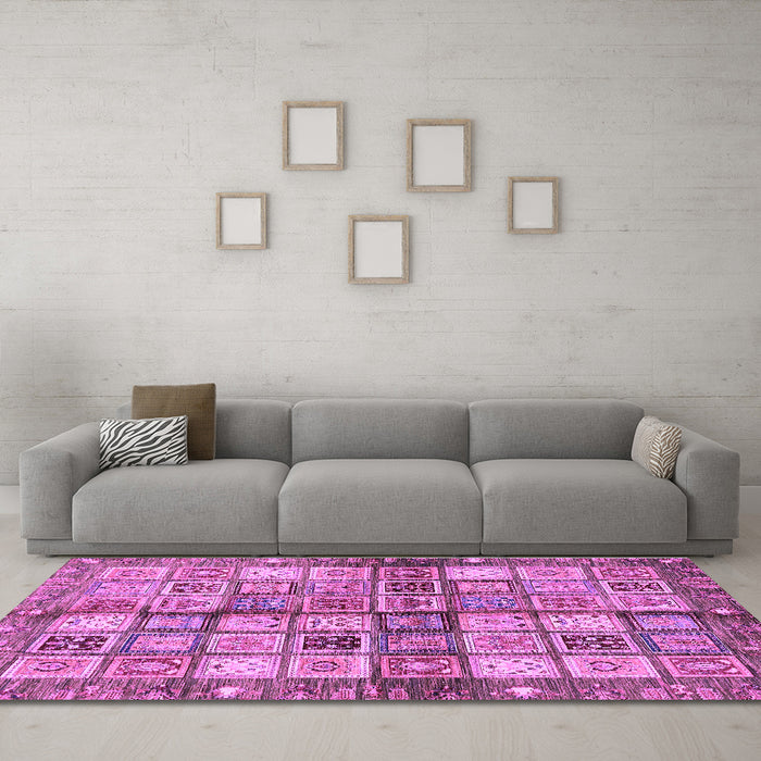 Machine Washable Abstract Purple Modern Area Rugs in a Living Room, wshabs689pur
