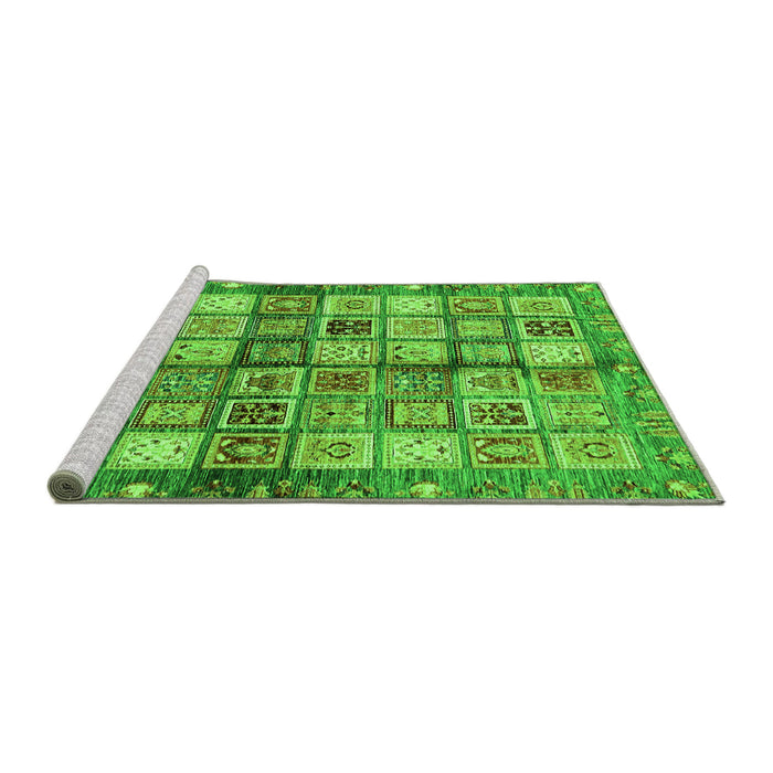 Sideview of Machine Washable Abstract Green Modern Area Rugs, wshabs689grn