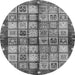 Round Abstract Gray Modern Rug, abs689gry