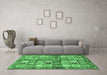 Machine Washable Abstract Emerald Green Modern Area Rugs in a Living Room,, wshabs689emgrn