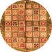 Round Abstract Orange Modern Rug, abs689org