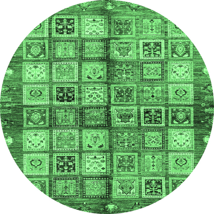 Round Abstract Emerald Green Modern Rug, abs689emgrn