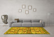 Machine Washable Abstract Yellow Modern Rug in a Living Room, wshabs689yw