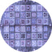 Round Abstract Blue Modern Rug, abs689blu