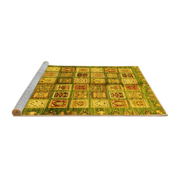 Sideview of Machine Washable Abstract Yellow Modern Rug, wshabs689yw