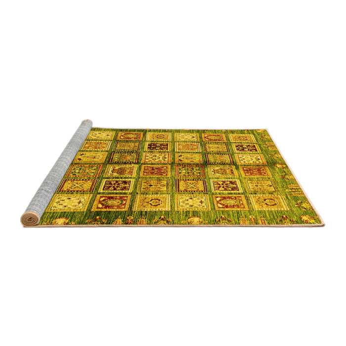 Sideview of Machine Washable Abstract Yellow Modern Rug, wshabs689yw