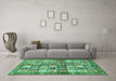 Machine Washable Abstract Turquoise Modern Area Rugs in a Living Room,, wshabs689turq