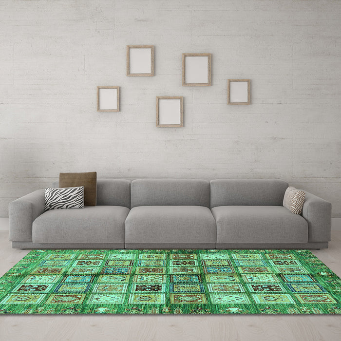 Machine Washable Abstract Turquoise Modern Area Rugs in a Living Room,, wshabs689turq