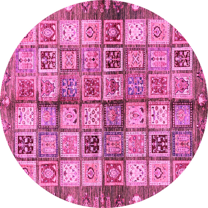 Round Abstract Pink Modern Rug, abs689pnk