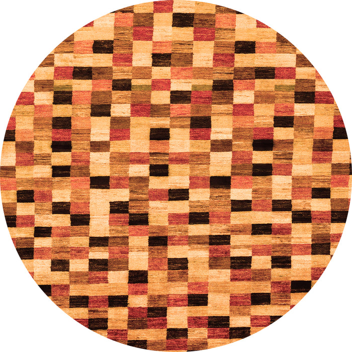 Round Abstract Orange Modern Rug, abs68org