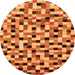 Round Abstract Orange Modern Rug, abs68org