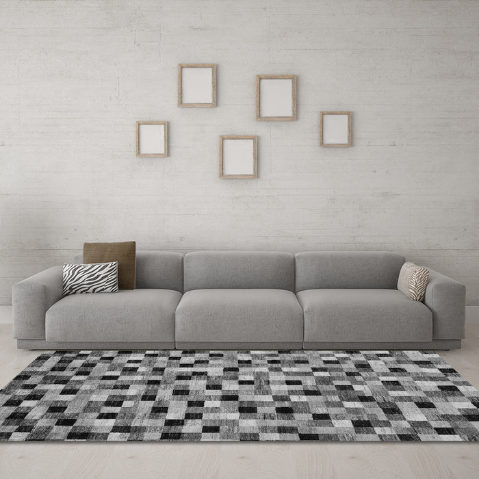 Machine Washable Abstract Gray Modern Rug in a Living Room,, wshabs68gry