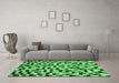 Machine Washable Abstract Emerald Green Modern Area Rugs in a Living Room,, wshabs68emgrn