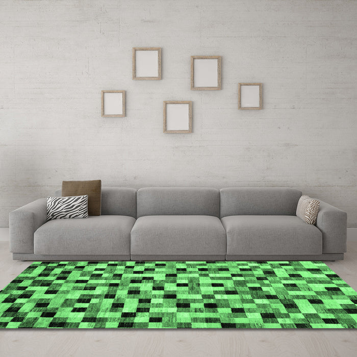 Machine Washable Abstract Emerald Green Modern Area Rugs in a Living Room,, wshabs68emgrn