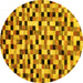 Round Abstract Yellow Modern Rug, abs68yw