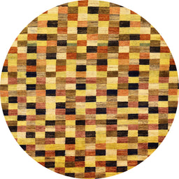 Round Machine Washable Abstract Orange Rug, wshabs68