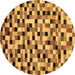 Round Abstract Brown Modern Rug, abs68brn