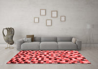 Machine Washable Abstract Red Modern Rug, wshabs68red