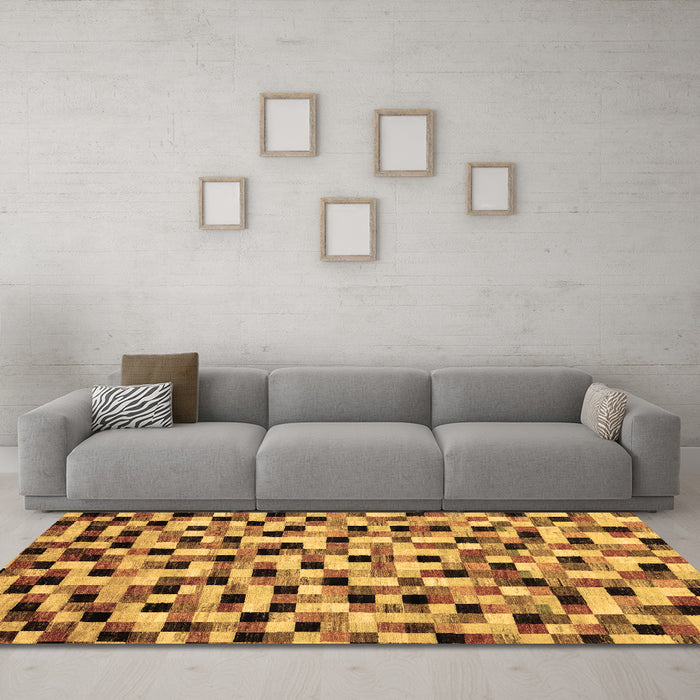 Machine Washable Abstract Brown Modern Rug in a Living Room,, wshabs68brn