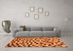 Machine Washable Abstract Orange Modern Area Rugs in a Living Room, wshabs68org