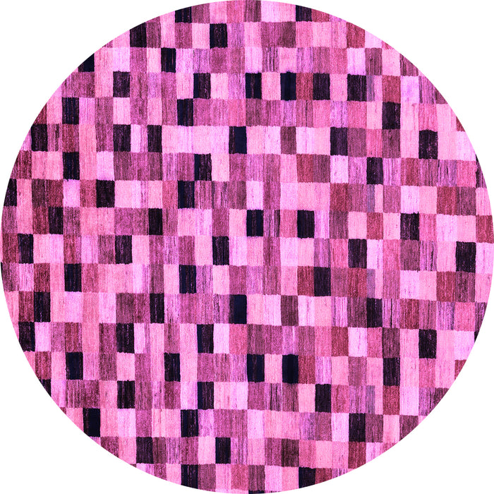 Round Machine Washable Abstract Purple Modern Area Rugs, wshabs68pur