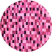 Round Abstract Pink Modern Rug, abs68pnk