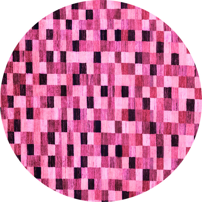Round Machine Washable Abstract Pink Modern Rug, wshabs68pnk