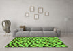 Machine Washable Abstract Green Modern Area Rugs in a Living Room,, wshabs68grn