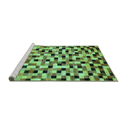 Sideview of Machine Washable Abstract Turquoise Modern Area Rugs, wshabs68turq