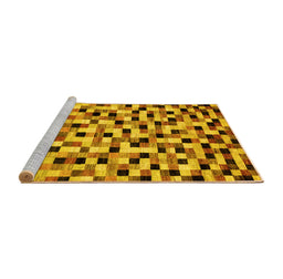 Sideview of Machine Washable Abstract Yellow Modern Rug, wshabs68yw