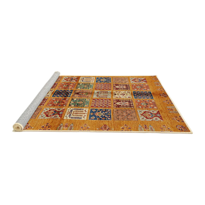 Sideview of Machine Washable Abstract Yellow Rug, wshabs690
