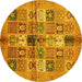 Round Abstract Yellow Modern Rug, abs690yw