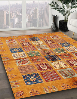 Machine Washable Abstract Yellow Rug in a Family Room, wshabs690