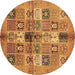 Round Abstract Brown Modern Rug, abs690brn