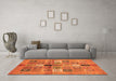 Machine Washable Abstract Orange Modern Area Rugs in a Living Room, wshabs690org