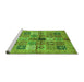 Sideview of Machine Washable Abstract Green Modern Area Rugs, wshabs690grn