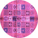 Round Machine Washable Abstract Purple Modern Area Rugs, wshabs690pur