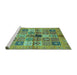 Sideview of Machine Washable Abstract Turquoise Modern Area Rugs, wshabs690turq