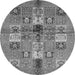 Round Abstract Gray Modern Rug, abs690gry