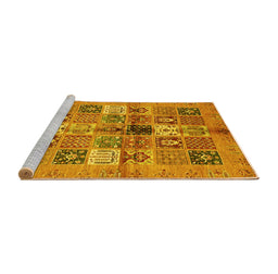 Sideview of Machine Washable Abstract Yellow Modern Rug, wshabs690yw