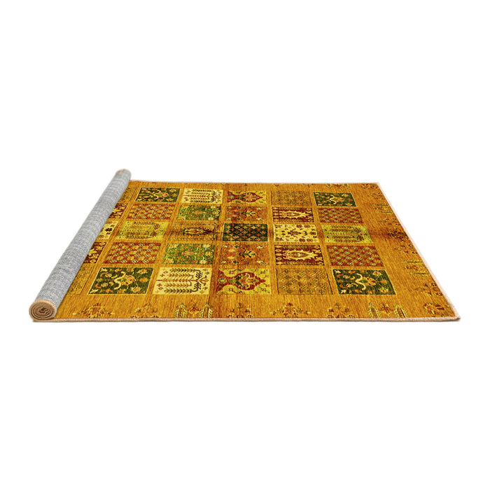 Sideview of Machine Washable Abstract Yellow Modern Rug, wshabs690yw