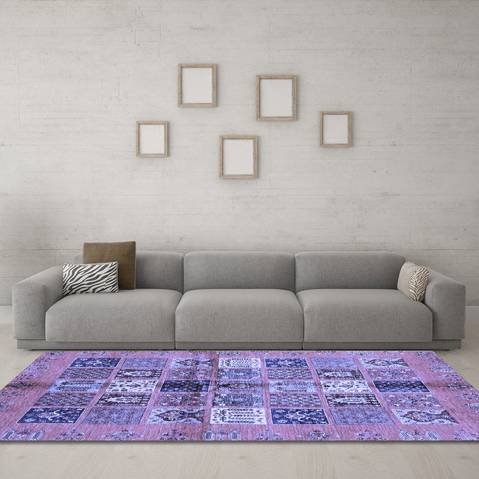 Machine Washable Abstract Blue Modern Rug in a Living Room, wshabs690blu