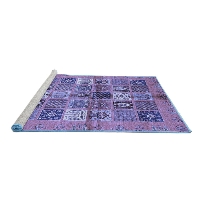 Sideview of Machine Washable Abstract Blue Modern Rug, wshabs690blu