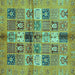 Square Abstract Turquoise Modern Rug, abs690turq