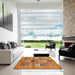 Square Abstract Yellow Modern Rug in a Living Room, abs690