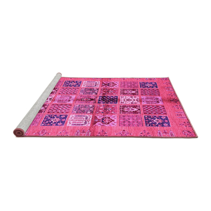 Sideview of Machine Washable Abstract Pink Modern Rug, wshabs690pnk