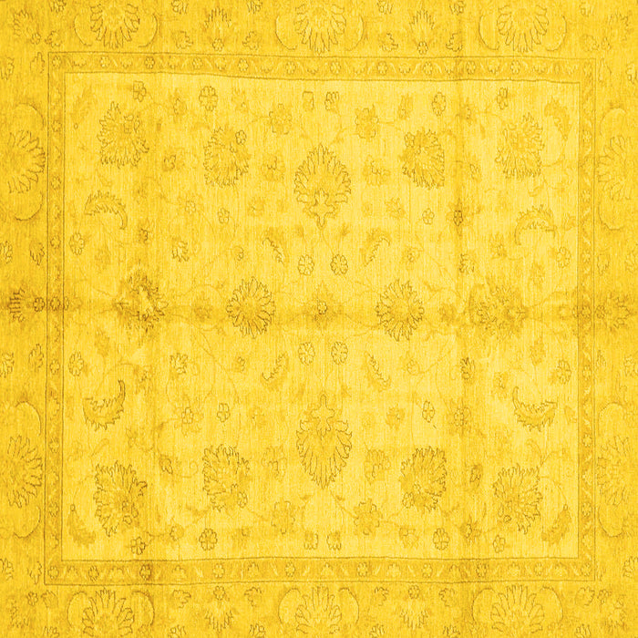 Square Machine Washable Abstract Yellow Modern Rug, wshabs691yw