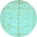 Round Abstract Light Blue Modern Rug, abs691lblu